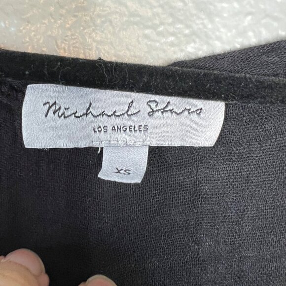 Michael Stars Gauzy Sleeveless Top Size XS Black Peplum Button Detail Sleeveless - Picture 2 of 5